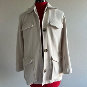 Banana Republic Factory Cream Blazer with Stand-Up Collar